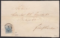 1857 9kr MP III. teljes / szép szélekkel távolsági levélen 'ÖDENBURG' - Fünfkirchen
