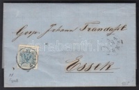 1858 9kr MP III. jó / szép szélekkel távolsági levélen 'KARLSTADT' - 'ESSEGG'