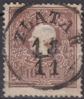 1858 10kr (festékfoltok a fejen, regiszerhajtás, elvékonyodás/paint spots, registeration fold, thin paper) 'ZLATAR' (Gudlin 400p)