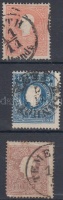 1858 5kr I, 10kr II, 15kr I bélyegek