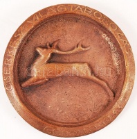 Nagy Árpád (1894-1959): Cserkész világtáborozás Gödöllő 1933. Bronz plakett, jelzett, hátán címerrel 'Dosa Szentes' felirattal, d:11,5 cm / Plaque of the Scout Jamboree in Gödöllő