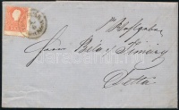 1859 Képbe fogazott 5kr II. levélen / With shifted perforation on cover 'TEMESVAR Vorst. Fabrik.' - 'DETTA'