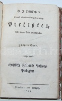 G. J. Zollikofers Predigten, nach seinem Tode herausgegeben. II. III. VI. Bände. Frankfurt und Leipzig 1793. Néhol sérült papírkötésben / in somewhat damaged paper-binding