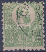 1871 Kőnyomat 3kr (120.000) 'PO(ZSONY) VÁ(ROS)' (javított fogazás/repaired perfration)