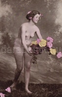 Erotic postcard, nude, rose (wet damage)