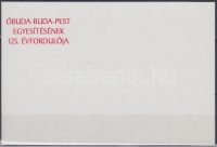 1998/6a Óbuda-Buda-Pest egyesítésének 125. évfordulója emlékív piros felülnyomatának próbanyomata + tanúsítvány