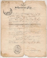 Zalatna 1863. 'Bányarész-jegy' 'K.K. Berghauptmannschaft für Siebenbürgen in Zalathna' bélyegzésekkel