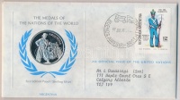 ENSZ 1976. 'A Világ nemzeteinek emlékérmei - Argentína' Ag emlékérem (15g/0.925/32mm) megcímzett érmés borítékon elsőnapi bélyegzős bélyeggel, hátoldali tanúsítvánnyal, ismertetőkkel T:PP
United Nations 1976. 'The Medals of