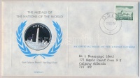 ENSZ 1979. 'A Világ nemzeteinek emlékérmei - Norvégia' Ag emlékérem (15g/0.925/32mm) megcímzett érmés borítékon elsőnapi bélyegzős bélyeggel, hátoldali tanúsítvánnyal, ismertetőkkel T:PP
United Nations 1979. 'The Medals of