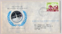 ENSZ 1979. 'A Világ nemzeteinek emlékérmei - Libéria' Ag emlékérem (15g/0.925/32mm) megcímzett érmés borítékon elsőnapi bélyegzős bélyeggel, hátoldali tanúsítvánnyal, ismertetőkkel T:PP
United Nations 1979. 'The Medals of