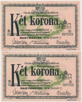 Nagymegyer / hadifogolytábor 1916. július 1. 2K (2x) 'MS' arab sorozat- és sorszámmal, sorszámkövetők T:I- (hajtatlanok)
Adamo HHN-1.5.1
