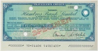 Nagy-Britannia DN 'Hambros Bank Limited' 5Ł 'SPECIMEN' utazási csekk, lyukasztással érvénytelenítve T:I
Great Britain ND 'Hambros Bank Limited' 5 Pounds 'SPECIMEN' travellers cheque cancelled wit holes C:UNC