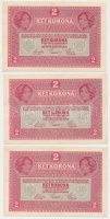 1917. 2K 'Deutschösterreich' felülbélyegzéssel (3x) sorszámkövetők T:III