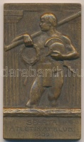 Csillag István (1881-1968) 1909. 'Sparta Atlétikai Klub' Br plakett (30x52mm) T:2