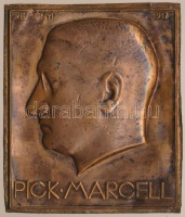 Reményi József (1887-1977) 1917. 'Pick Marcell' réz galvanó plakett (150x123mm) T:2-