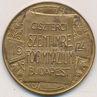 Sződy Szilárd (1878-1939) 1924. 'Ciszterci Szent Imre Főgimnázium Budapest' aranyozott fém emlékérem (41mm) T:2