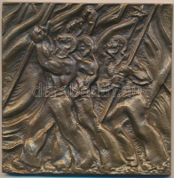 1973. 'Közlekedési és Szállítási Dolgozók Szakszervezete fennállásának 75. évfordulójára' Br plakett (93x93,5mm) T:2