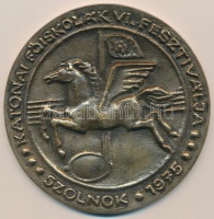 1975. 'Katonai Főiskolák VI. Fesztiválja - Szolnok 1975' Br plakett (110mm) T:2 hátlapon ragasztásnyom