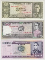 Bolívia 1962. 10P + 1982. 1000P + 1984. 10.000P T:I-
Bolivia 1962. 10 Pesos + 1982. 1000 Pesos + 10.000 Pesos C:AU
Krause 154,167,169