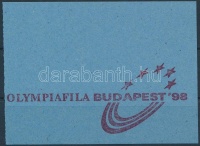 1998/16 Olympiafila emlékív kék felülnyomat piros próbafelülnyomata kék papíron