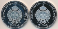 Máltai Lovagrend 2004. 100L (2x) 'Szlovákia az EU-ban' + 'Csehország az EU-ban' T:PP Tanúsítvánnyal
Sovereign Order of Malta 2004. 100 Liras (2x) 'Slovakia in the EU' + 'Czech Republic in the EU' C:PP With certificates