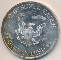 Amerikai Egyesült Államok 1977. 'Liberty Lobby - George Washington / 1E' Ag emlékérem (31.35g/0.999/39mm) T:BU (karc)
USA 1977. 'Liberty Lobby - George Washington / One Silver Eagle' Ag medal (31.35g/0.999/39mm) C:BU (scratched)