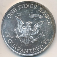 Amerikai Egyesült Államok 1977. 'Liberty Lobby - George Washington / 1SE' Ag emlékérem (31.73g/0.999/39mm) T:BU (karc)
USA 1977. 'Liberty Lobby - George Washington / One Silver Eagle' Ag medal (31.73g/0.999/39mm) C:BU (scratched)