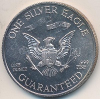 Amerikai Egyesült Államok 1977. 'Liberty Lobby - George Washington / 1SE' Ag emlékérem (31.73g/0.999/39mm) T:BU 
USA 1977. 'Liberty Lobby - George Washington / One Silver Eagle' Ag medal (31.73g/0.999/39mm) C:BU
