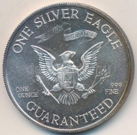 Amerikai Egyesült Államok 1977. 'Liberty Lobby - George Washington / 1SE' Ag emlékérem (31.73g/0.999/39mm) T:BU
USA 1977. 'Liberty Lobby - George Washington / One Silver Eagle' Ag medal (31.73g/0.999/39mm) C:BU