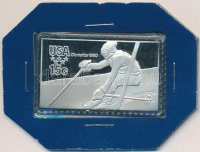Amerikai Egyesült Államok 1980. 15c 'Alpesi Síelés' Ag olimpiai bélyegérem (12g/0.925) T:PP
USA 1980. 15 Cents 'Alpine Skiing' Ag olympic stamp medallion (12g/0.925) C:PP