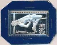 Amerikai Egyesült Államok 1980. 31c 'Magasugrás' Ag olimpiai bélyegérem (12g/0.925) T:PP
USA 1980. 31 Cents 'High Jump' Ag olympic stamp medallion (12g/0.925) C:PP