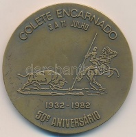Portugália 1982. 'Colete Encarnado fesztivál 50. évfordulója Vila Franca de Xira városban' emlékérem (50mm) T:2
Portugal 1982. '50th anniversary of the Colete Encarnado in Vila Franca de Xira' commemorative medal (50mm) C:XF