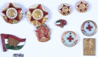 ~1950-1960. 10db szocialista jelvény (közte munkaverseny,vöröskereszt,kiváló dolgozó) T:vegyes
