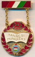 1975. '25 éves Tanácsi Munkáért' zománcozott kitüntető jelvény, adományozói okirattal és igazolvánnyal T:2