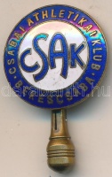 DN 'Csabai Athletikai Klub Békéscsaba' zománcozott Br gomblyukjelvény, szign.: JEROUSCHEK / BPEST / SEMMELWEISS U T:2