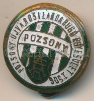 DN 'Pozsony Újvárosi Labdarúgó Egyesület 1906' zománcozott Br gomblyukjelvény T:2- zománchiba
