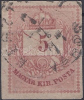1874 Érdekes ibolya színű fogazatlan 5kr (?)
