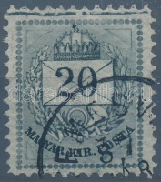 1881 20kr felül látványos forrasztás nyom