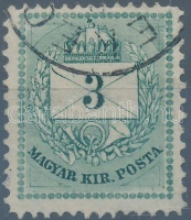 1881 3kr 13 : 11 1/2 fogazás ritka vésetjavítás a jobb felső háromszögben és felette RR!