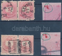 1874 2 db 5kr pár mindkettő jobb oldali bélyege azonos vésetjavítással