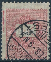 1899 15kr, festékcsík a bal oldali bélyegközben