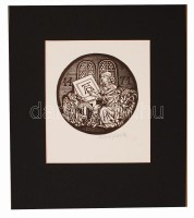Molnár Gabriella(1940-): Dürer. Fametszet, papír, jelzett, paszpartuban, 17x20 cm