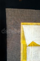 Szikora Tamás (1943-2012): Aventures. Vegyes technika, karton, jelzett, üvegezett keretben, 70×60 cm