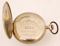 Doxa másodperc mutatós antik zsebóra, repedezett számlap,egy mutató hiányzik,  működik, fém, d:5 cm / Doxa pocket watch, cracks on the dial