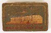 cca 1950 'Száz éves a magyar dohányipar', fém cigarettás doboz, 11,5x7,5cm
