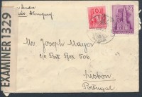 1941 'Kémposta': cenzúrás levél Lisszabon Pf 506 címre, ezen a postafiókon keresztül lehetett postát küldeni ellenséges országokba