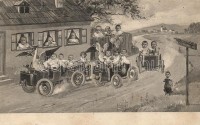 'Weg nach Storchheim' / stork home, humour, Baby children, automobile, birth (b)