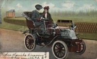 Automobile, romantic postcard (EK)
