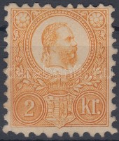 1871 Réznyomat 2kr narancs (10.000) (javított gumi / repaired gum)