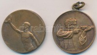1936. Tata J. 1936. P.L.E. III. hely' Br lövész díjérem füllel. Szign.: ARKANZAS BPEST (30mm) + DN 'Az Óbudai Tornaegylet Versenydíja - Erő Épség Egyetértés 1872' Br díjérem. Szign.:FE (30mm) T:2